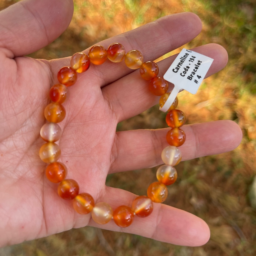 Natural Genuine Carnelian Beaded Stretch Bracelet